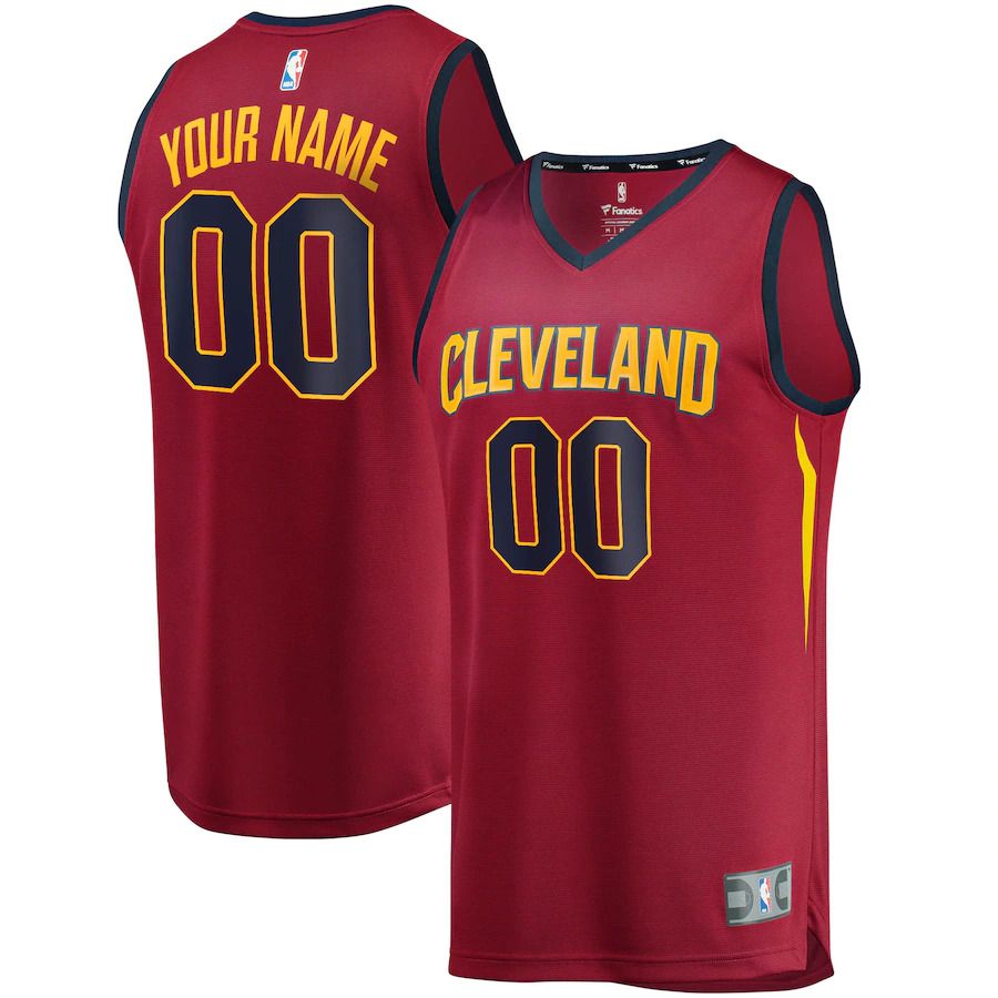 Men Cleveland Cavaliers Fanatics Branded Wine Fast Break Custom Replica NBA Jersey->customized nba jersey->Custom Jersey